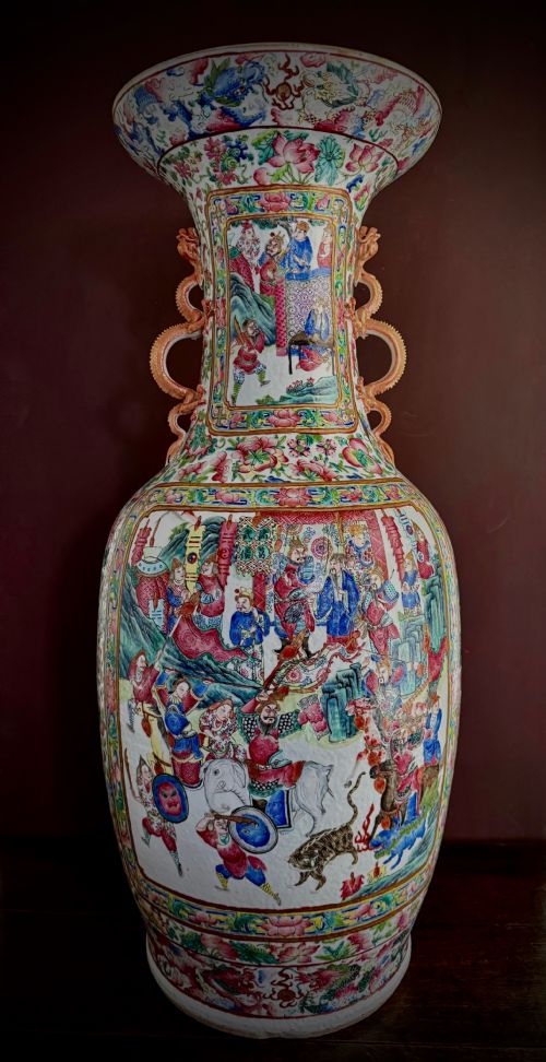 SUPERB MONUMENTAL CANTONESE FLOOR VASE 19TH CENTURY QING DYNASTY DAOGUANG PERIOD - ADDITIONAL PHOTO 2