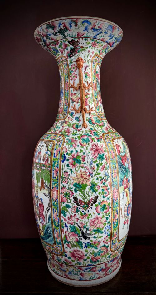 SUPERB MONUMENTAL CANTONESE FLOOR VASE 19TH CENTURY QING DYNASTY DAOGUANG PERIOD - ADDITIONAL PHOTO 4