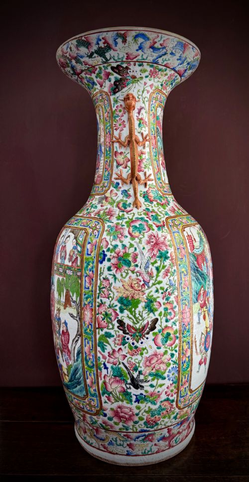 SUPERB MONUMENTAL CANTONESE FLOOR VASE 19TH CENTURY QING DYNASTY DAOGUANG PERIOD - ADDITIONAL PHOTO 5