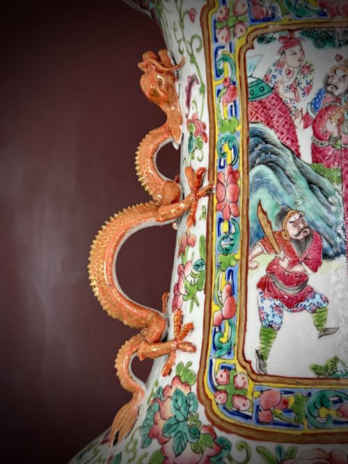 SUPERB MONUMENTAL CANTONESE FLOOR VASE 19TH CENTURY QING DYNASTY DAOGUANG PERIOD - ADDITIONAL PHOTO 8