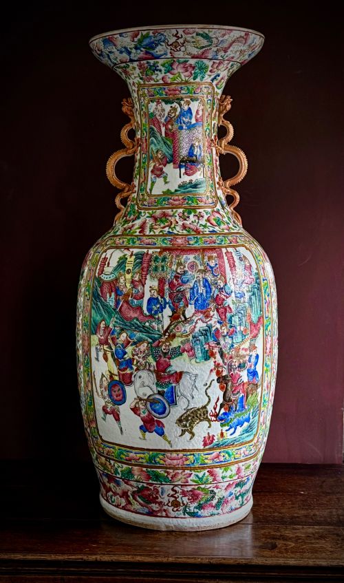 SUPERB MONUMENTAL CANTONESE FLOOR VASE 19TH CENTURY QING DYNASTY DAOGUANG PERIOD - ADDITIONAL PHOTO 15