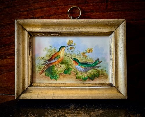 PAINTED PORCELAIN PANEL OF HUMMINGBIRDS ATTRIBUTED TO JOHN RANDALL 19TH CENTURY - ADDITIONAL PHOTO 5