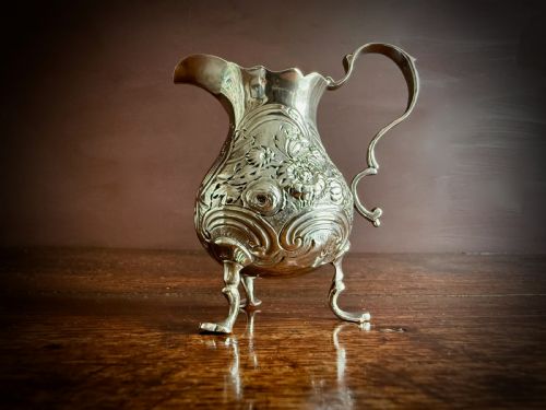 GEORGE II STIRLING SILVER THREE FOOTED CREAM JUG BY GEORGE CAMPAR OF LONDON 1755 - ADDITIONAL PHOTO 11