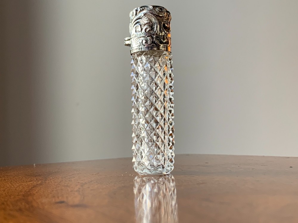 Cut crystal silver topped perfume bottle by Charles May, Birmingham, 1900 View II