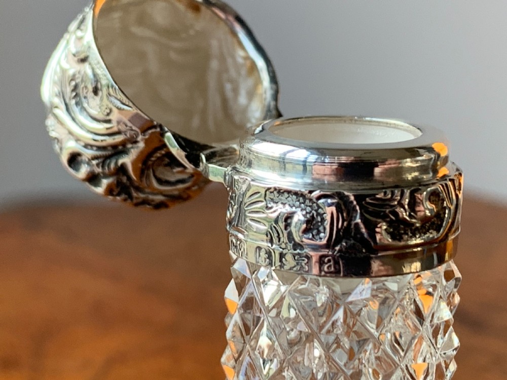 Cut crystal silver topped perfume bottle by Charles May, Birmingham, 1900 View IV