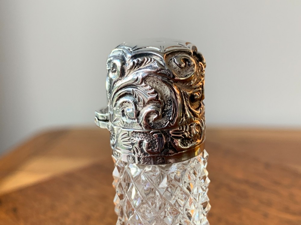 Cut crystal silver topped perfume bottle by Charles May, Birmingham, 1900 View V