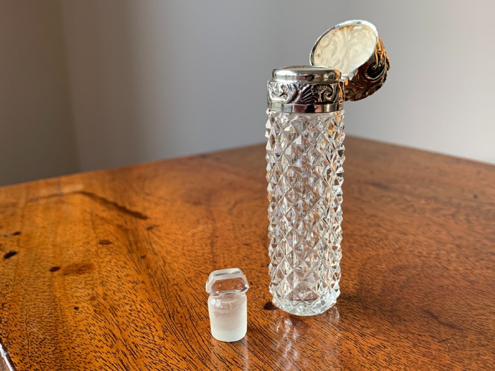 Cut crystal silver topped perfume bottle by Charles May, Birmingham, 1900 View VII