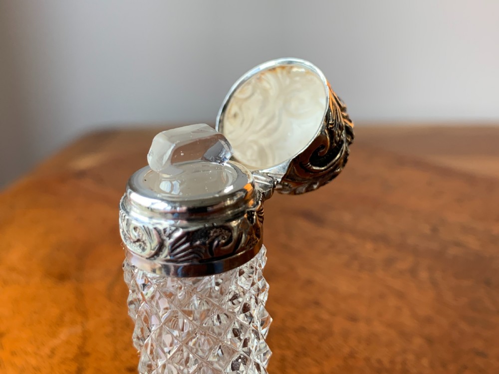 Cut crystal silver topped perfume bottle by Charles May, Birmingham, 1900 View VIII