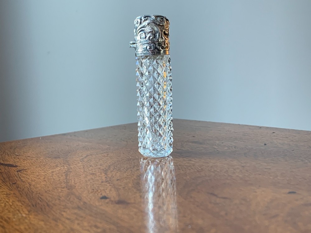 Cut crystal silver topped perfume bottle by Charles May, Birmingham, 1900 View XIII