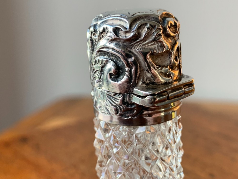 Cut crystal silver topped perfume bottle by Charles May, Birmingham, 1900 View XIV