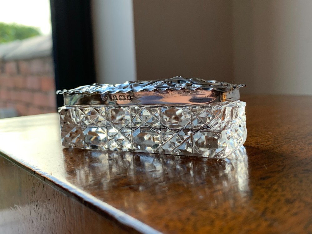 Edwardian cut crystal and silver pin box - Birmingham, 1903 View II
