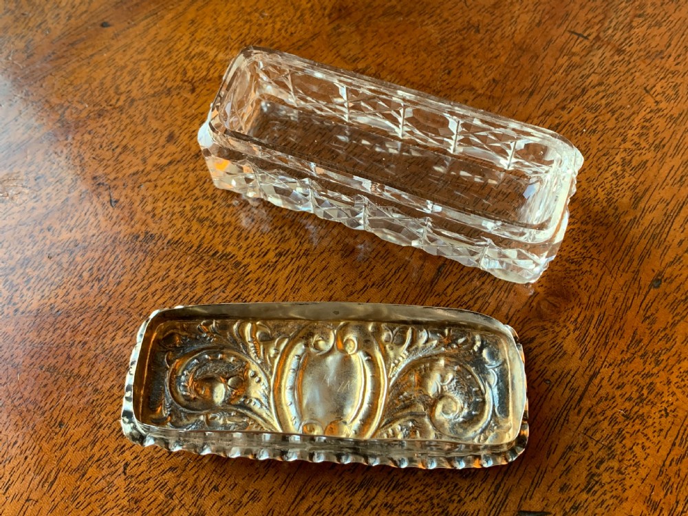Edwardian cut crystal and silver pin box - Birmingham, 1903 View X