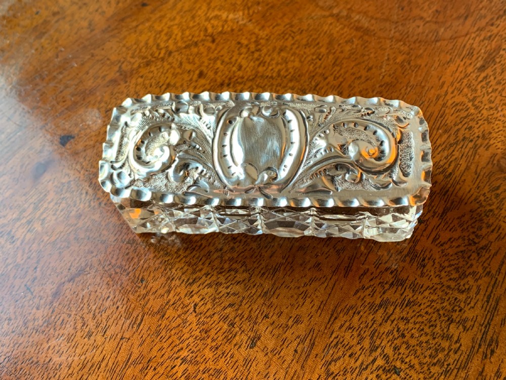 Edwardian cut crystal and silver pin box - Birmingham, 1903 View XI