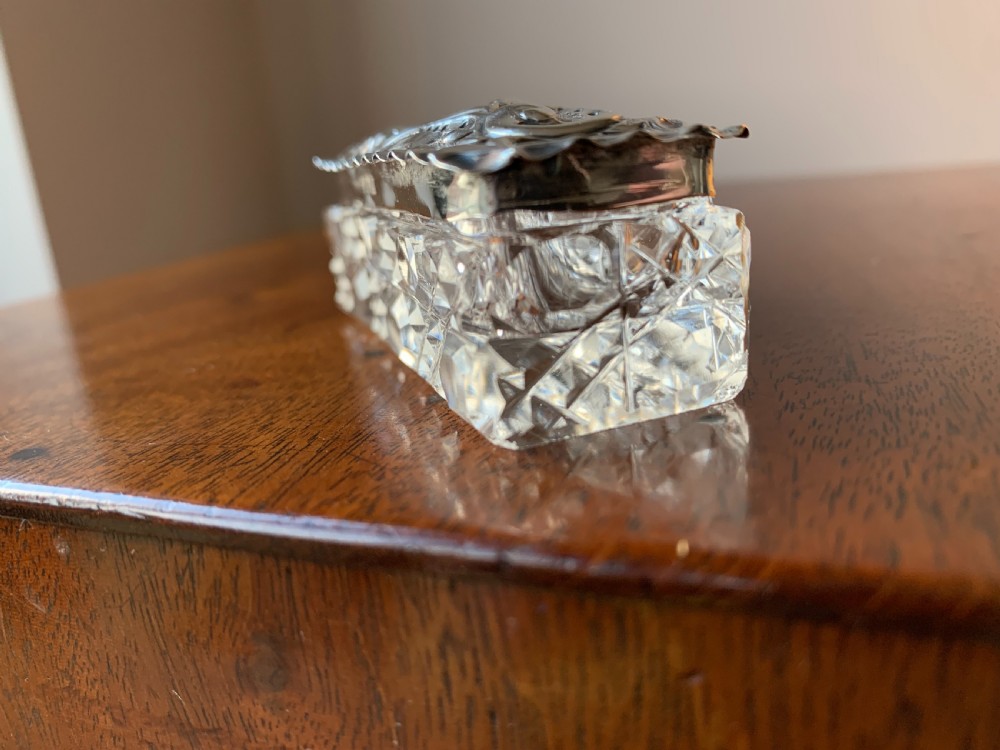 Edwardian cut crystal and silver pin box - Birmingham, 1903 View XII