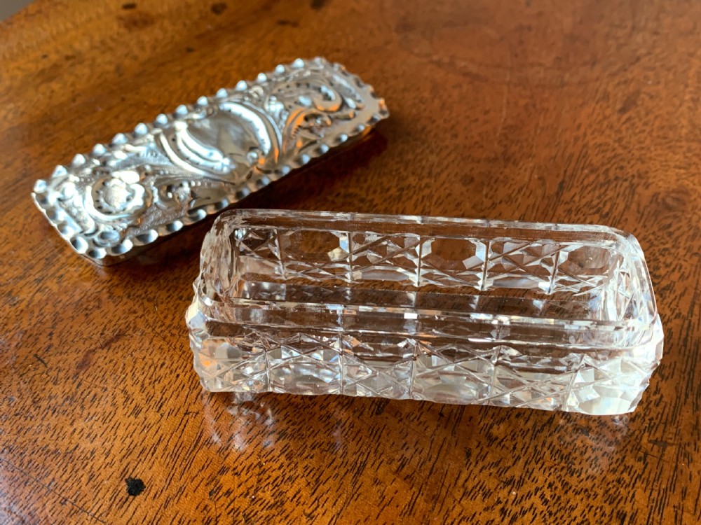 Edwardian cut crystal and silver pin box - Birmingham, 1903 View XIV