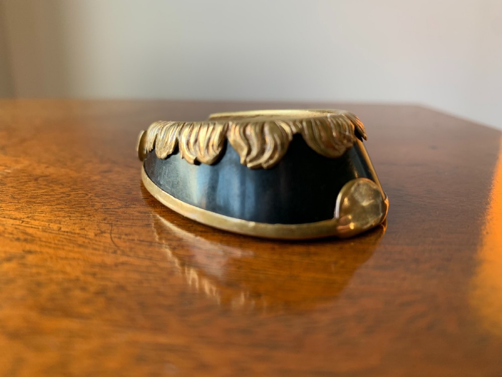 Victorian brass and black enamel horses hoof vesta case View II