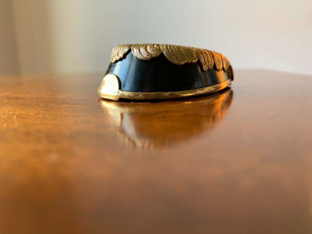Victorian brass and black enamel horses hoof vesta case View III
