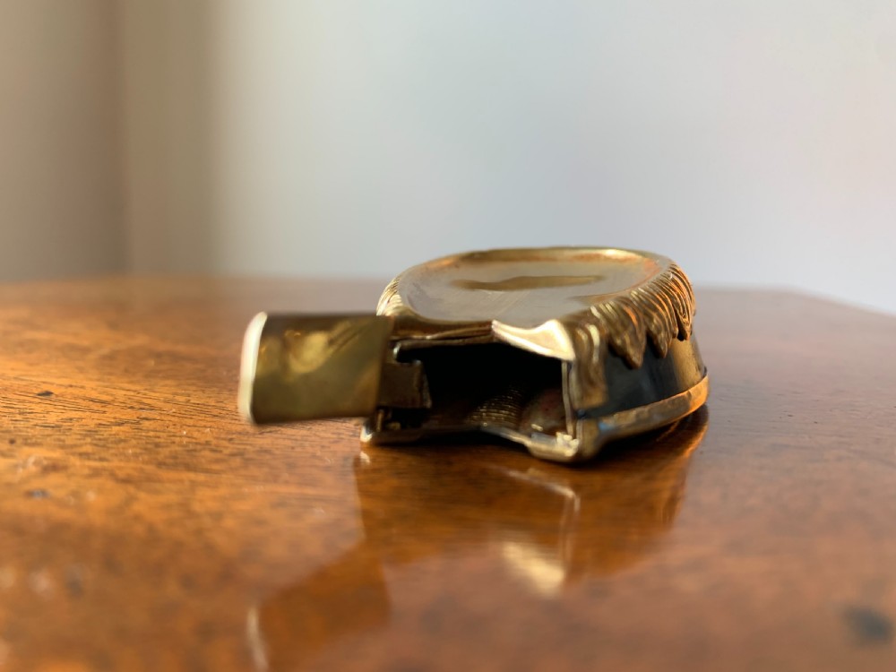 Victorian brass and black enamel horses hoof vesta case View V