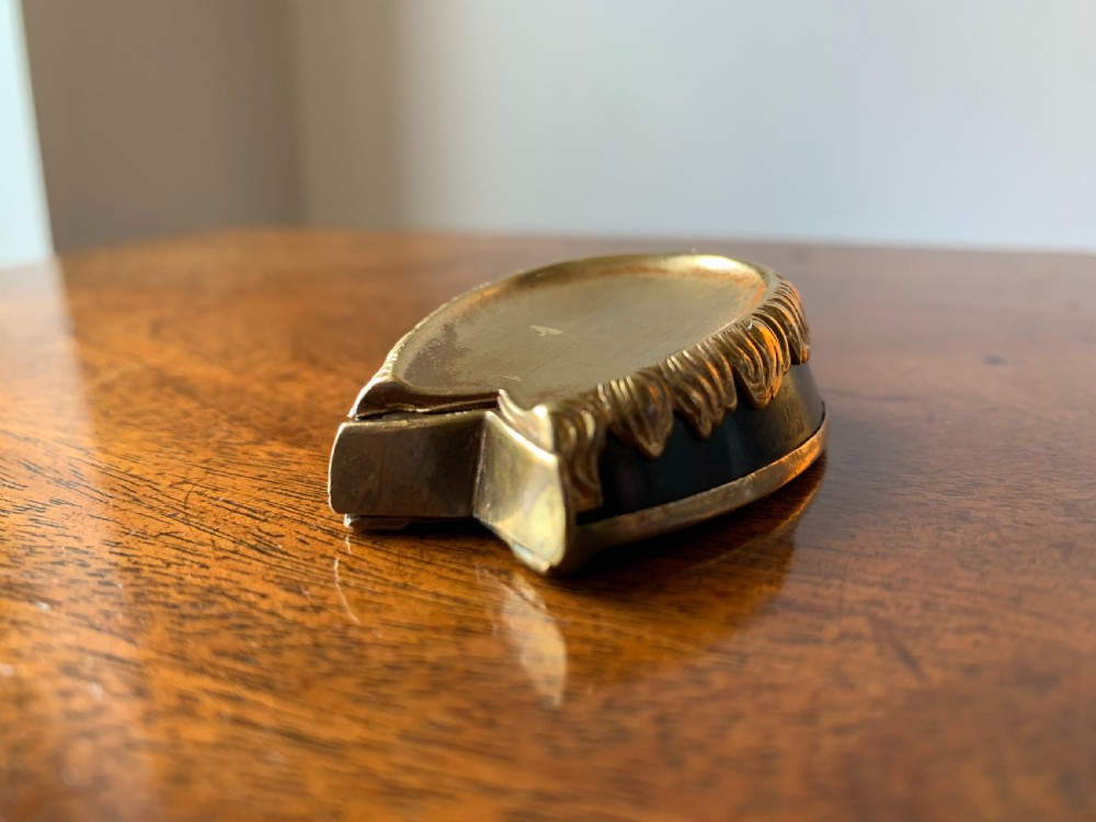 Victorian brass and black enamel horses hoof vesta case View VI