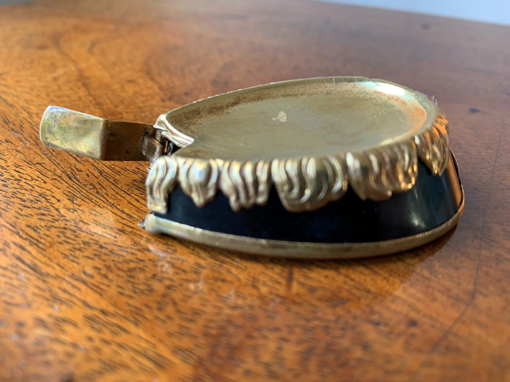 Victorian brass and black enamel horses hoof vesta case View IX