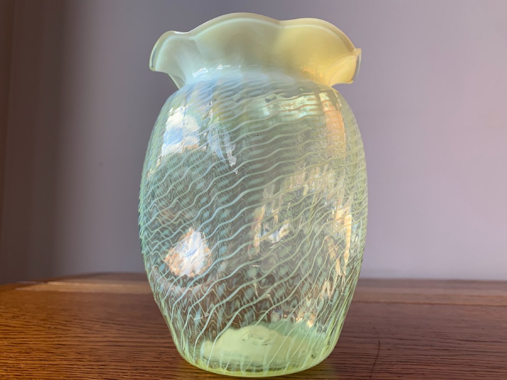 John Walsh 'vaseline' or 'uranium' glass vase c1890 View II