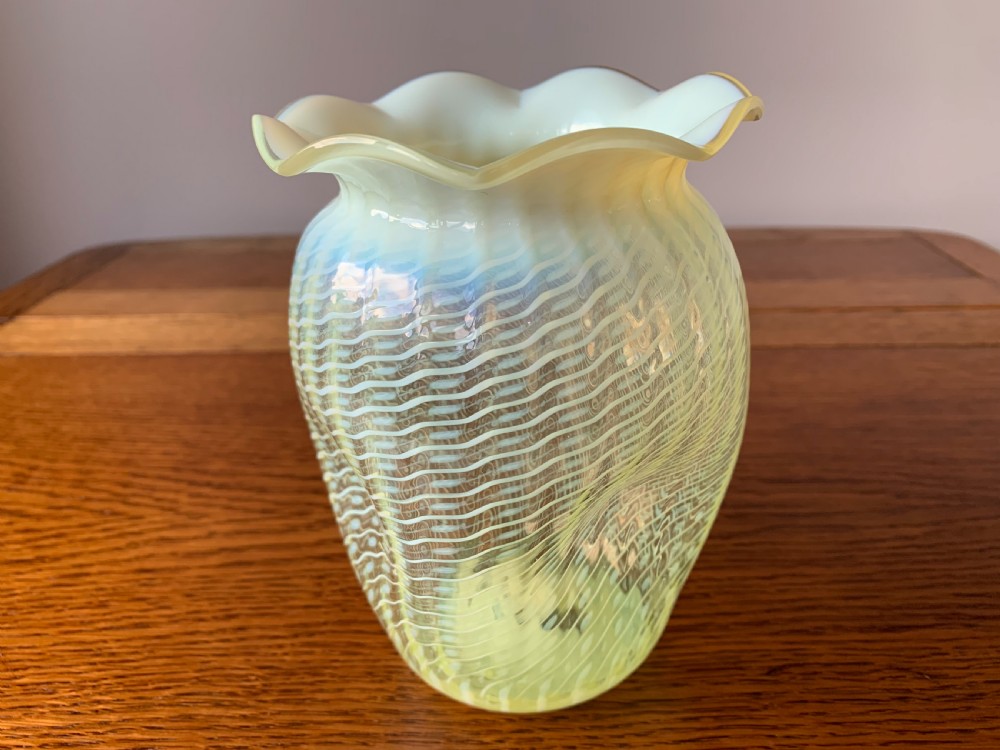 John Walsh 'vaseline' or 'uranium' glass vase c1890 View IV