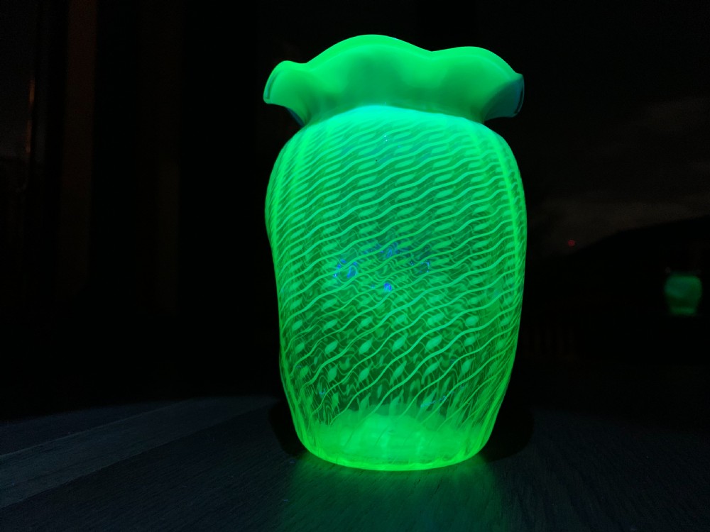 John Walsh 'vaseline' or 'uranium' glass vase c1890 View VII