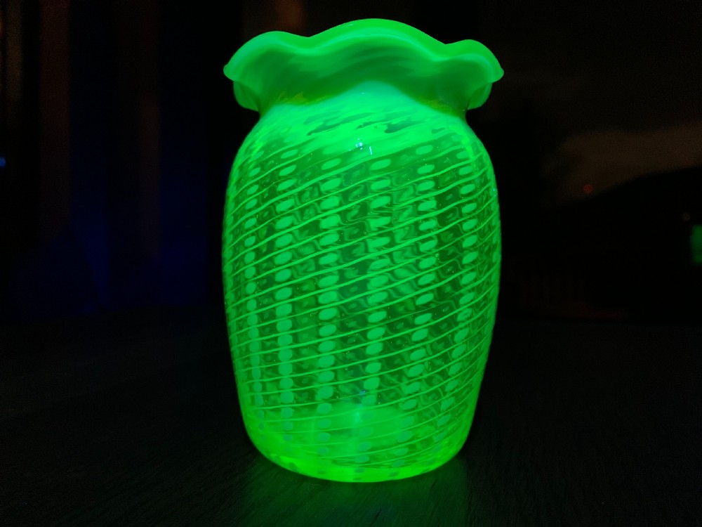 John Walsh 'vaseline' or 'uranium' glass vase c1890 View III