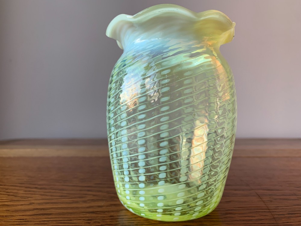 John Walsh 'vaseline' or 'uranium' glass vase c1890 View IX