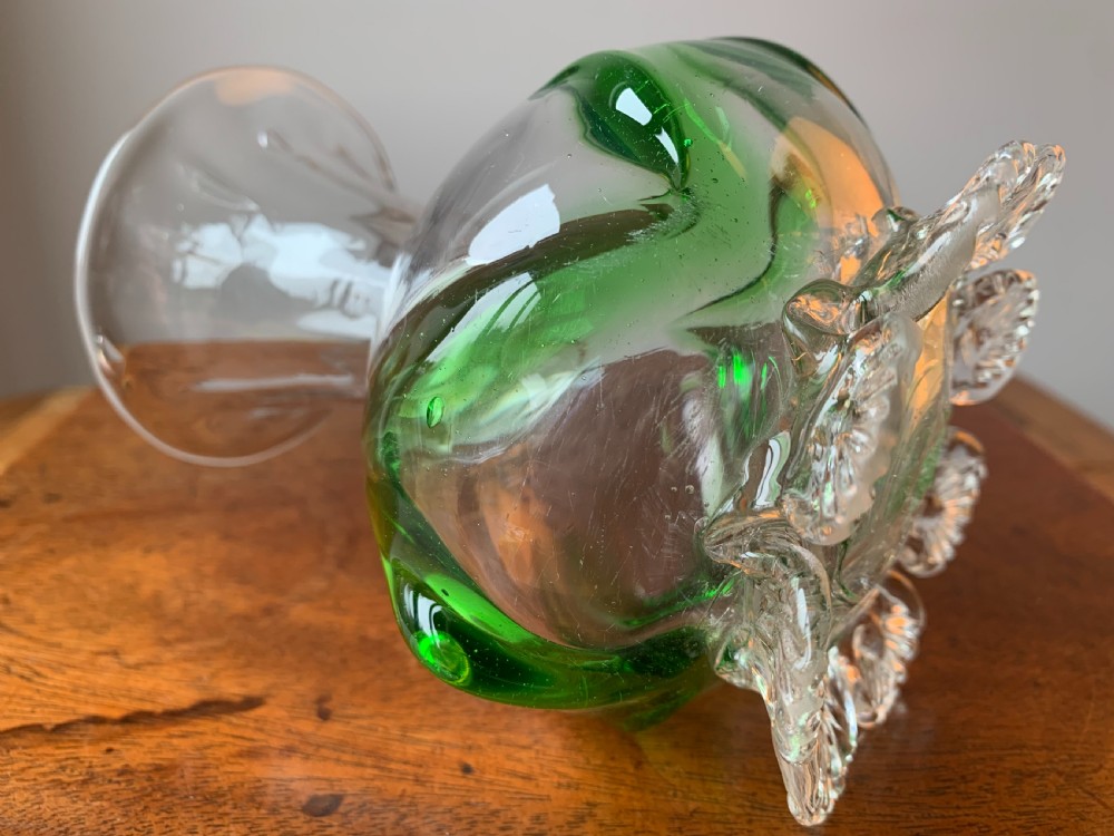 PAIR OF VICTORIAN STOURBRIDGE GREEN & CLEAR GLASS VASES View XIV