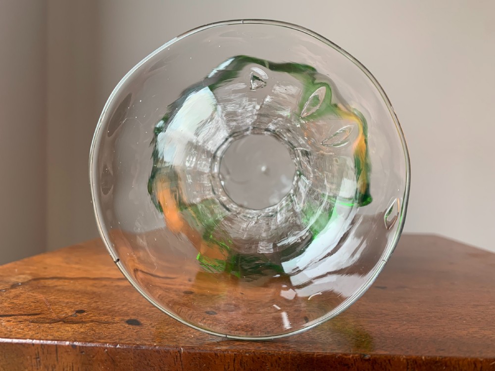 PAIR OF VICTORIAN STOURBRIDGE GREEN & CLEAR GLASS VASES View XV
