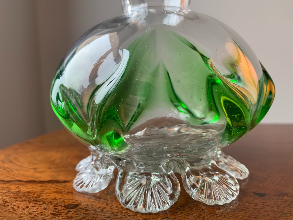 PAIR OF VICTORIAN STOURBRIDGE GREEN & CLEAR GLASS VASES View XVI