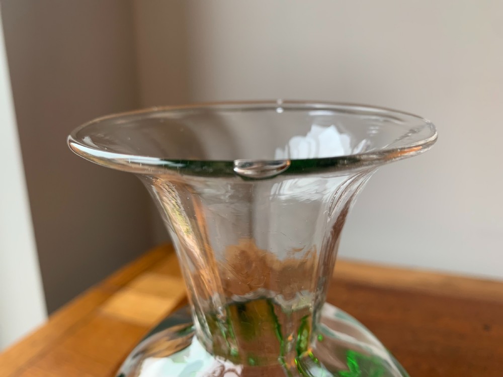 PAIR OF VICTORIAN STOURBRIDGE GREEN & CLEAR GLASS VASES View XVIII
