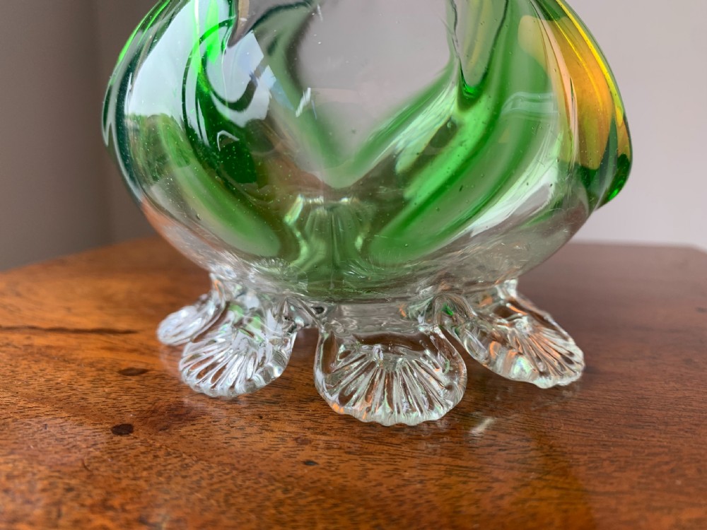PAIR OF VICTORIAN STOURBRIDGE GREEN & CLEAR GLASS VASES View XXII