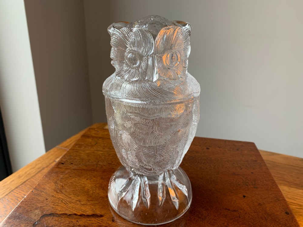 GLASS OWL TOBACCO JAR - MATTHEW TURNBULL, CIRCA 1888.