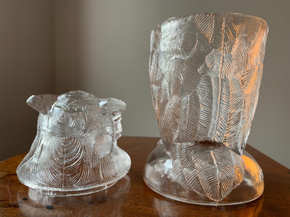 GLASS OWL TOBACCO JAR - MATTHEW TURNBULL, CIRCA 1888. View VII