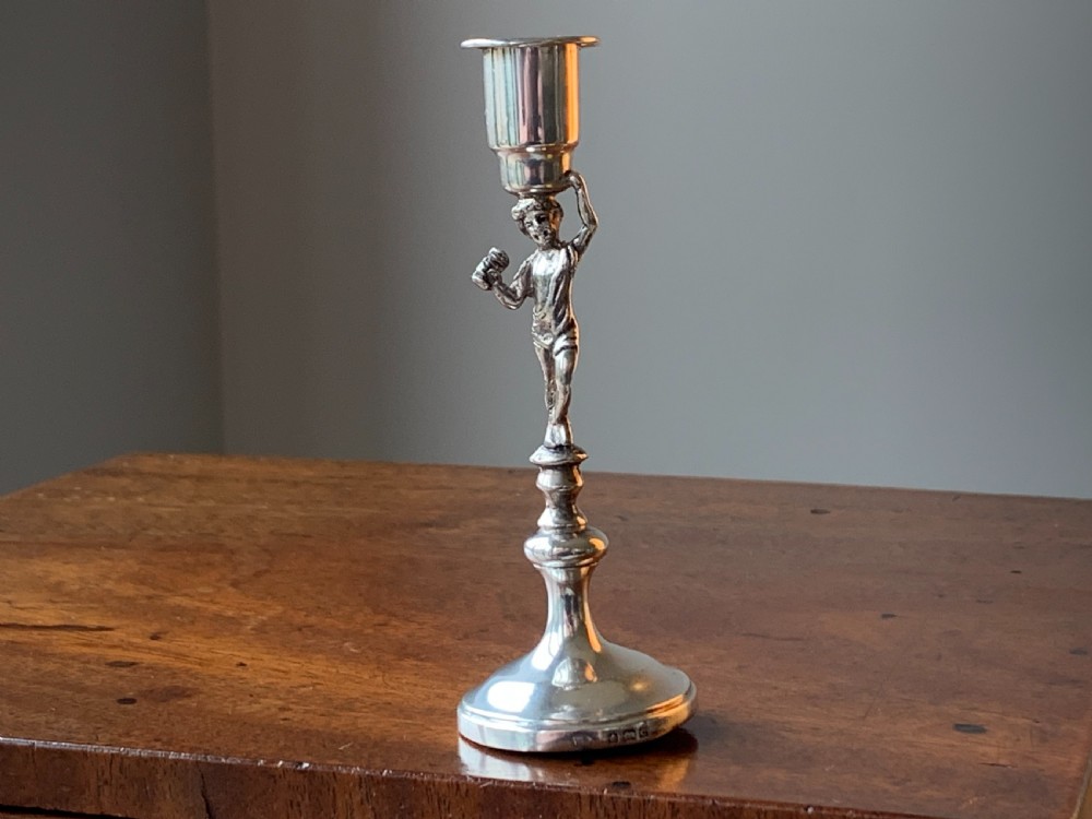Miniature Bacchus Silver Candlestick - Birmingham, 1902 by William Aitken.
