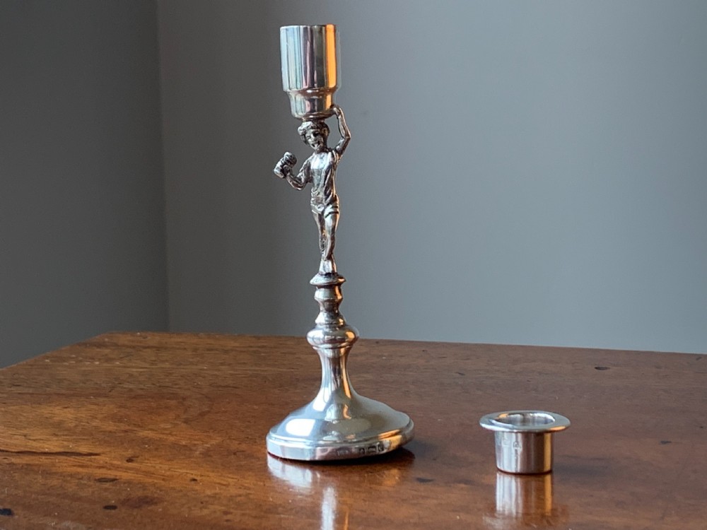 Miniature Bacchus Silver Candlestick - Birmingham, 1902 by William Aitken. View II