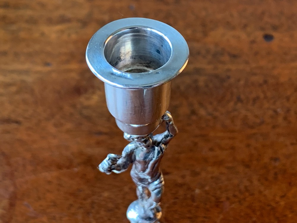 Miniature Bacchus Silver Candlestick - Birmingham, 1902 by William Aitken. View VIII