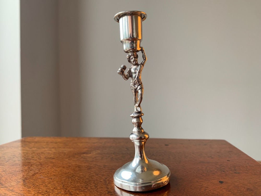 Miniature Bacchus Silver Candlestick - Birmingham, 1902 by William Aitken. View IX