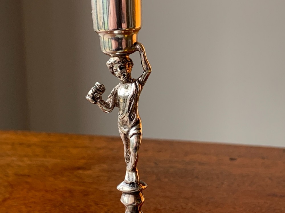 Miniature Bacchus Silver Candlestick - Birmingham, 1902 by William Aitken. View X