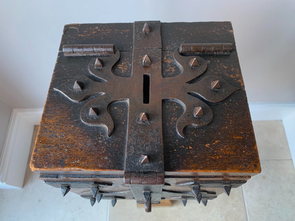 VICTORIAN GOTHIC ENGLISH OAK ALMS or OFFERTORY BOX View IV