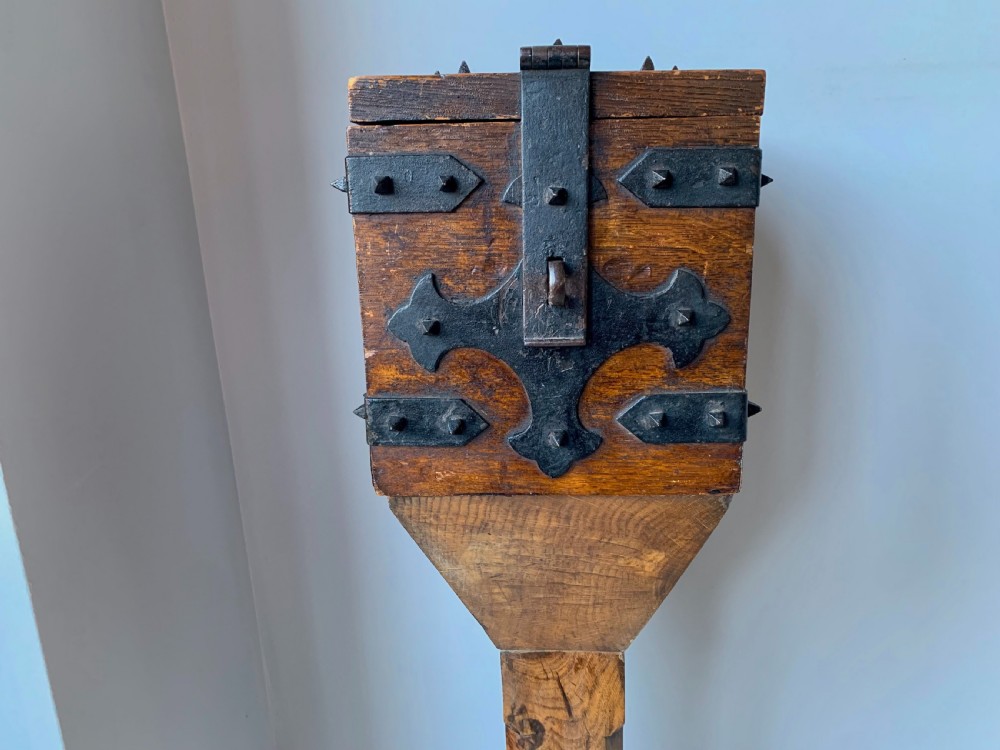 VICTORIAN GOTHIC ENGLISH OAK ALMS or OFFERTORY BOX View XI