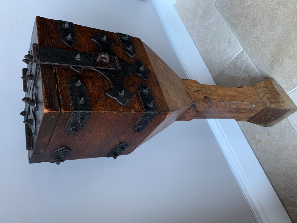 VICTORIAN GOTHIC ENGLISH OAK ALMS or OFFERTORY BOX View XII