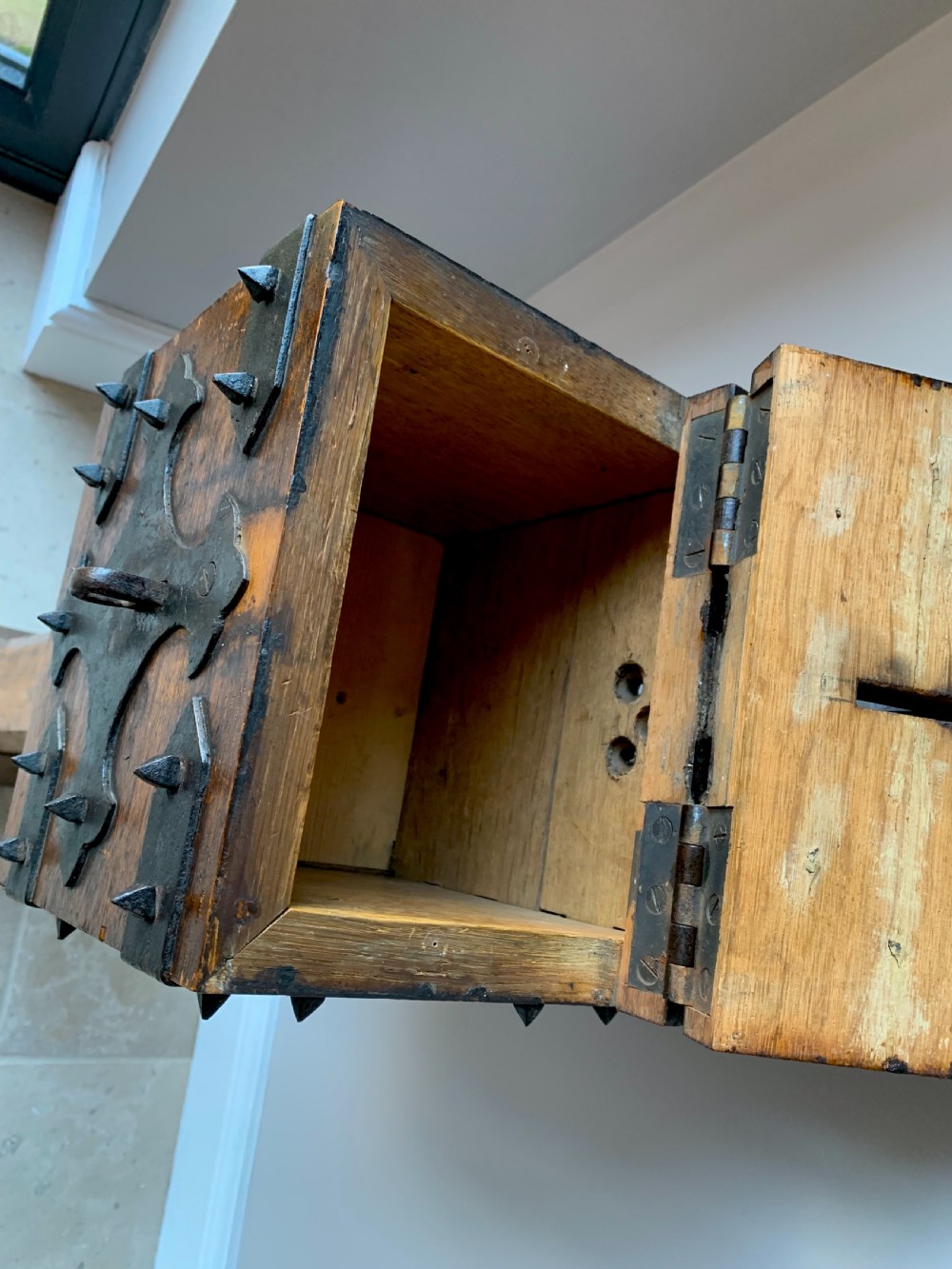 VICTORIAN GOTHIC ENGLISH OAK ALMS or OFFERTORY BOX View XV