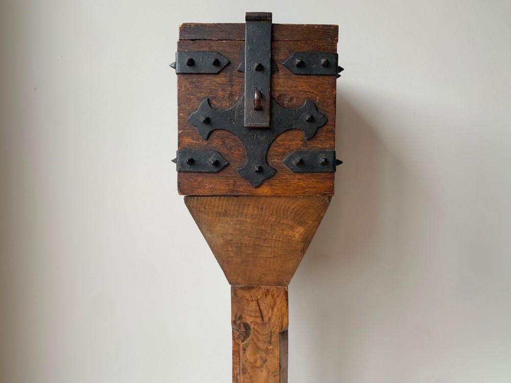 VICTORIAN GOTHIC ENGLISH OAK ALMS or OFFERTORY BOX View XVIII
