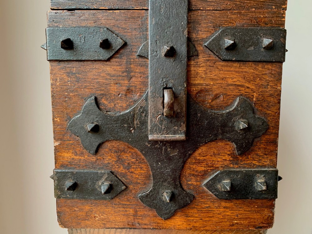 VICTORIAN GOTHIC ENGLISH OAK ALMS or OFFERTORY BOX View XIX