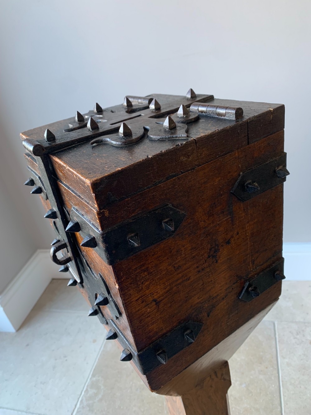 VICTORIAN GOTHIC ENGLISH OAK ALMS or OFFERTORY BOX View XX