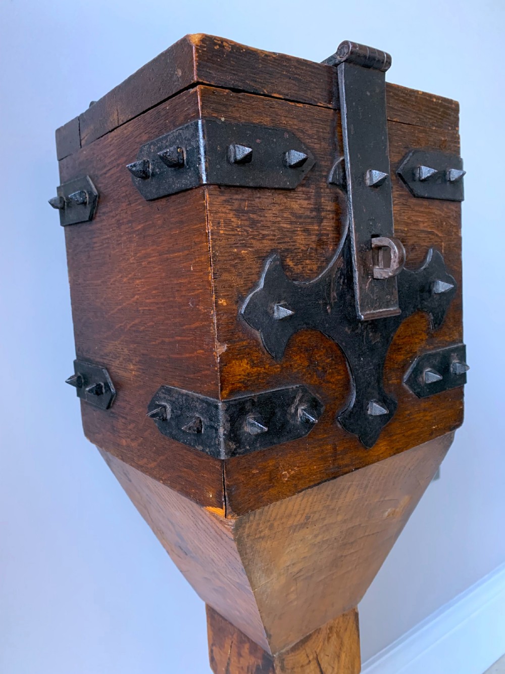 VICTORIAN GOTHIC ENGLISH OAK ALMS or OFFERTORY BOX View XXIII