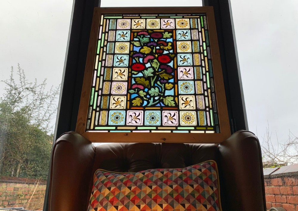 VICTORIAN STAINED GLASS DOOR PANEL View II